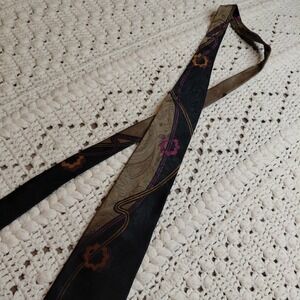 Vtg PIERRE BALMAIN Tie Mens Silk Art Deco Bold Luxe Paisley Ornate Law‎ Office